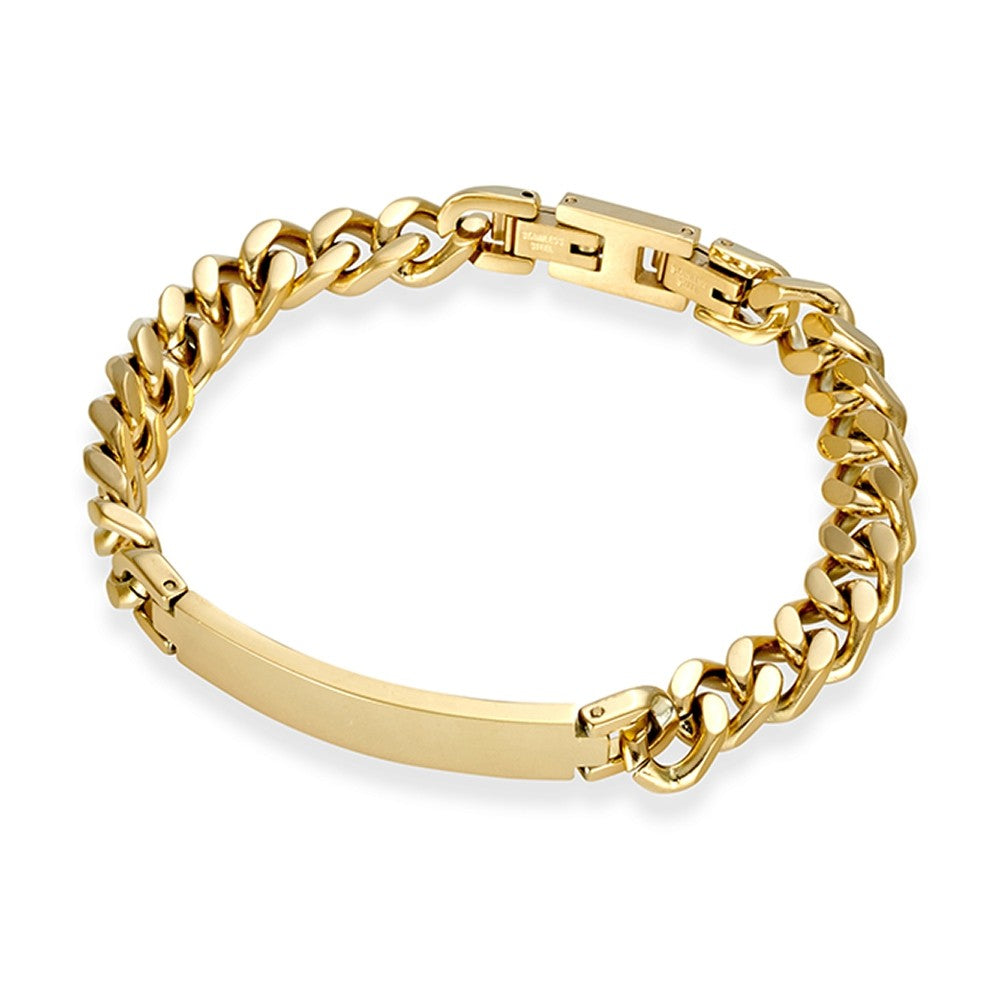 Blaze YG Plated Steel Curb Link ID Bracelet