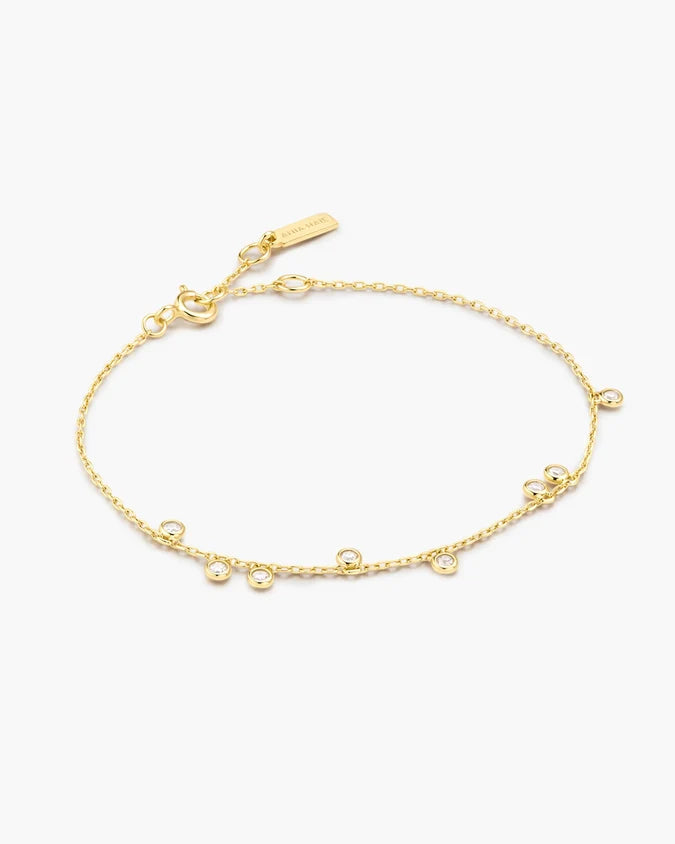 Ania Haie YG Plated CZ Bezel-Set Droplet Station Bracelet