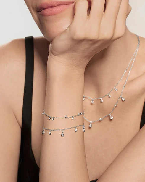 Ania Haie Silver CZ Bezel-Set Droplet Station Bracelet