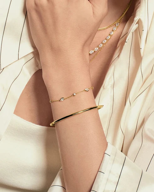 Ania Haie YG Plated Round & Teardrop CZ Bezel Station Bracelet