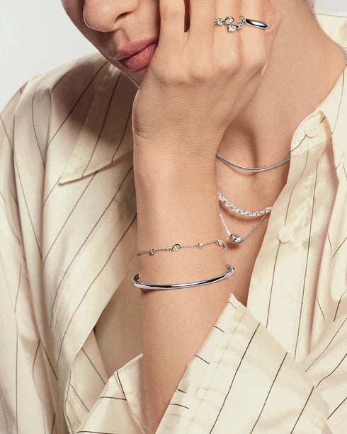 Ania Haie Silver Round & Teardrop CZ Bezel Station Bracelet