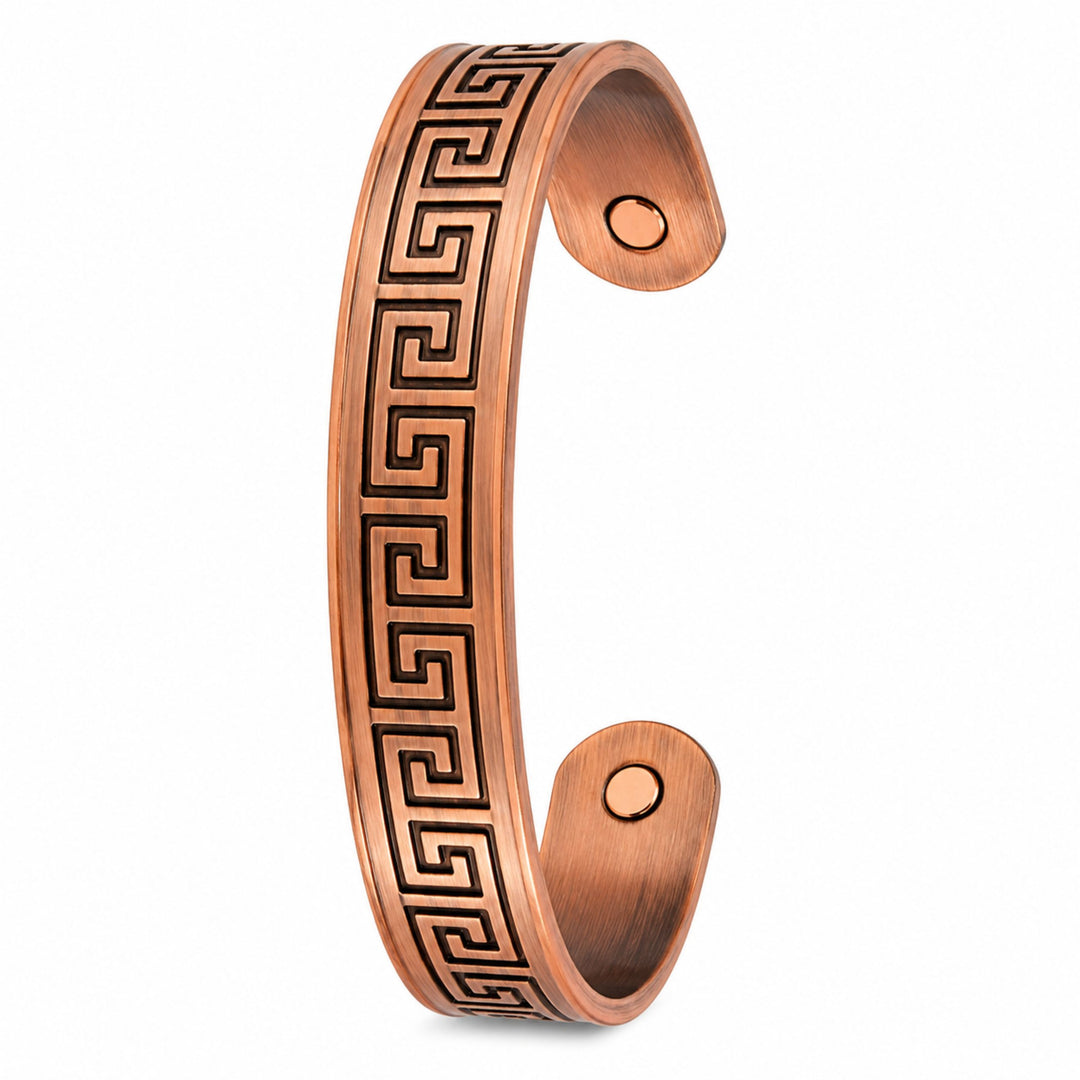 Meander Motif Copper Bangle - Unisex