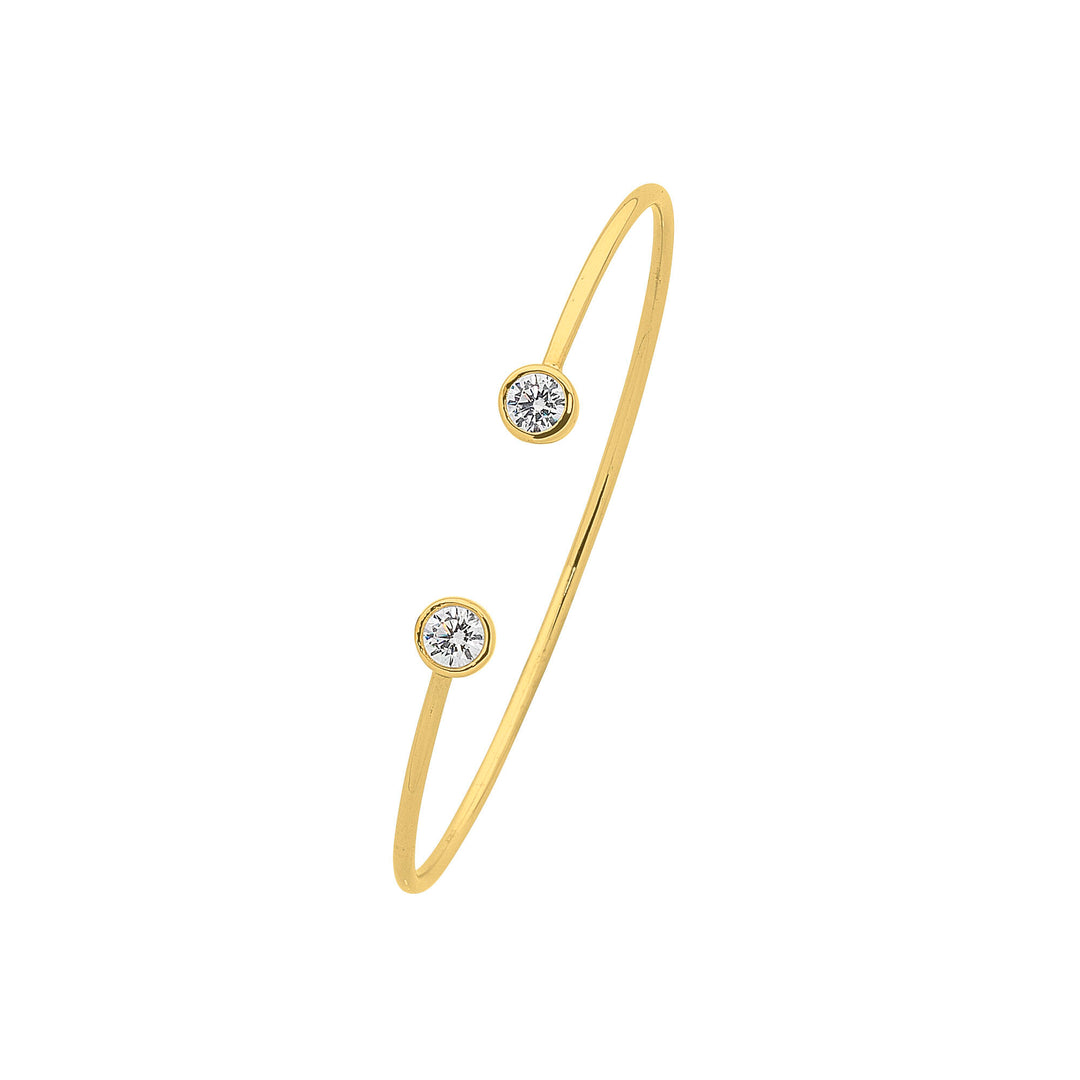 YG Plated CZ Open Bangle