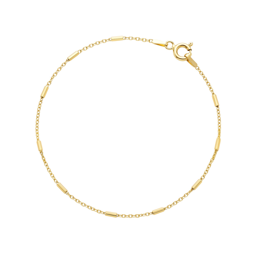 Silver YG Gold Plated Fine Cable And Bar Bracelet