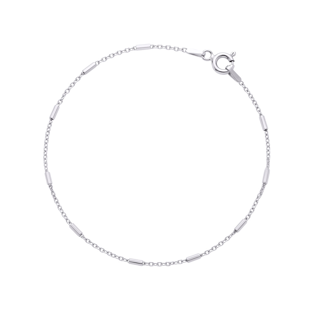 Sterling Silver Fine Cable And Tube Bracelet