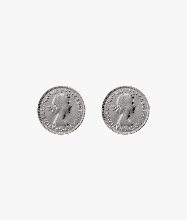 Von T S/Slv 3Pence Coin Studs