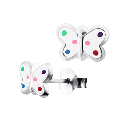 Sterling Silver Polka Dot Butterfly Studs