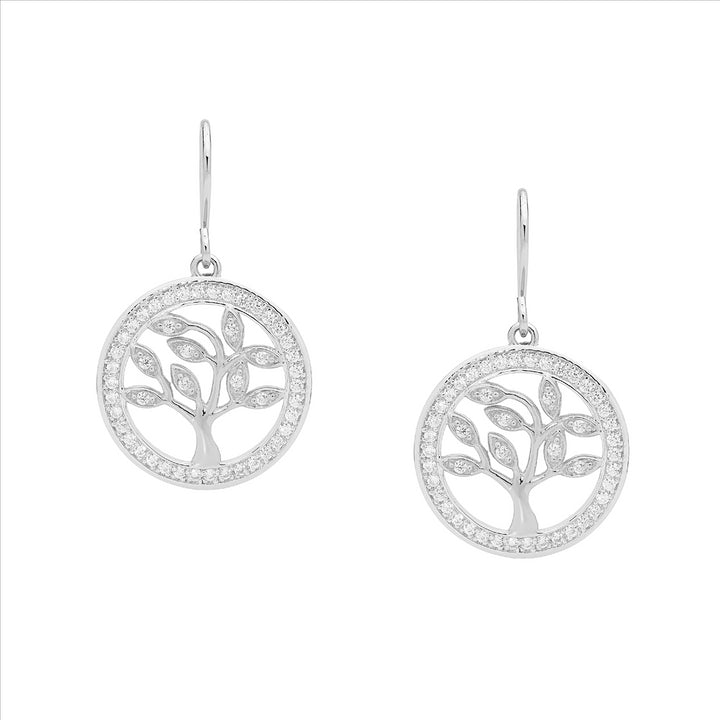 Ellani Silver Tree Of Life Shephook Earrings