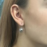 Silver Domed Round Shephook Earrings