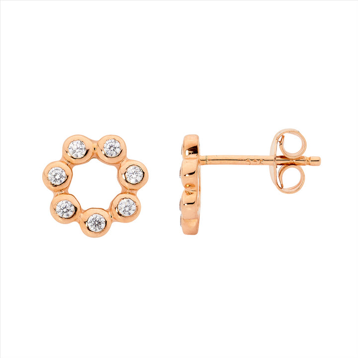 Ellani Rose Gold Plated CZ Studs