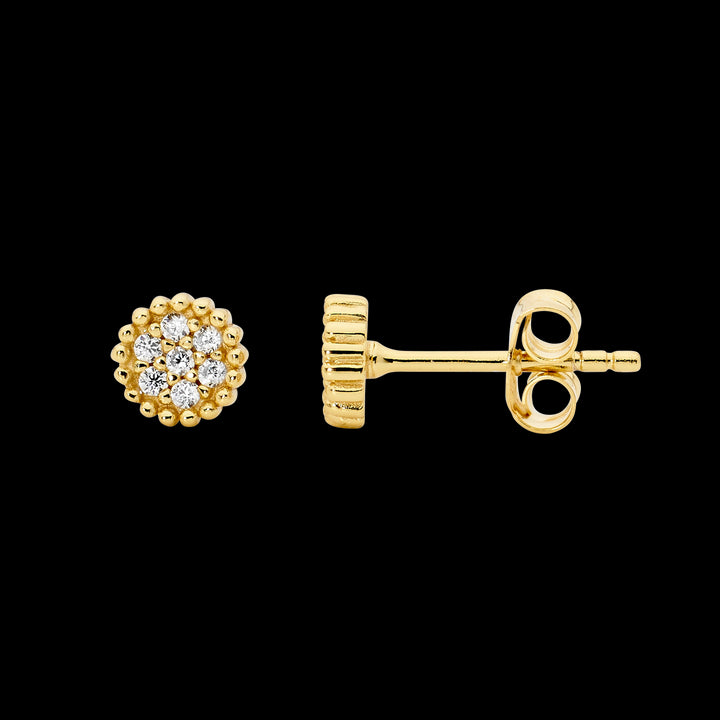 Ellani Yellow Gold Plated CZ Studs