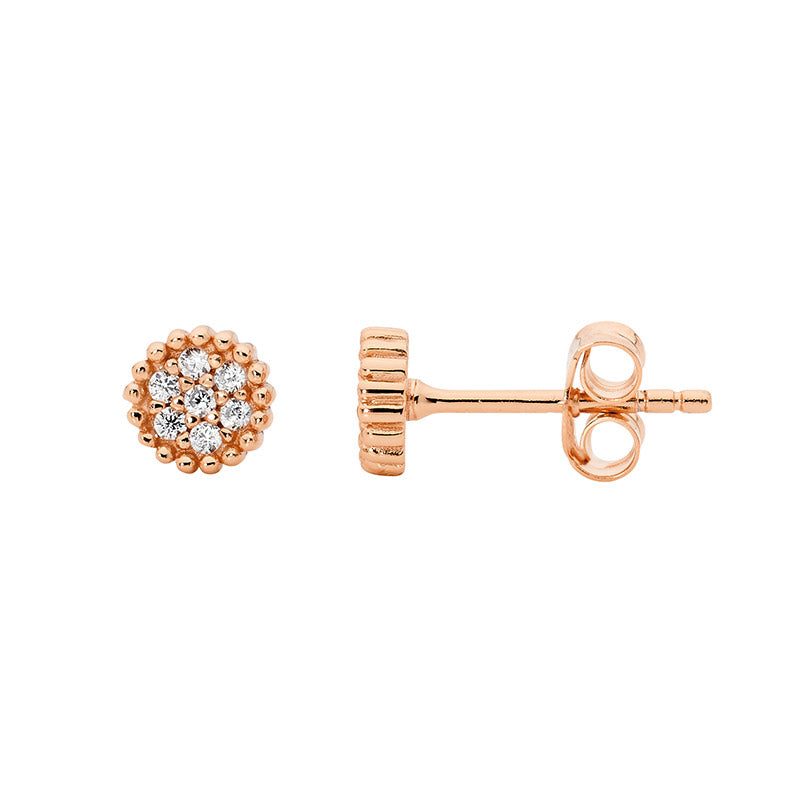 Ellani Rose Gold Plated CZ Studs