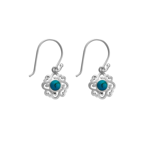 Sterling Silver Earring With Filigree And Turquoise Drop