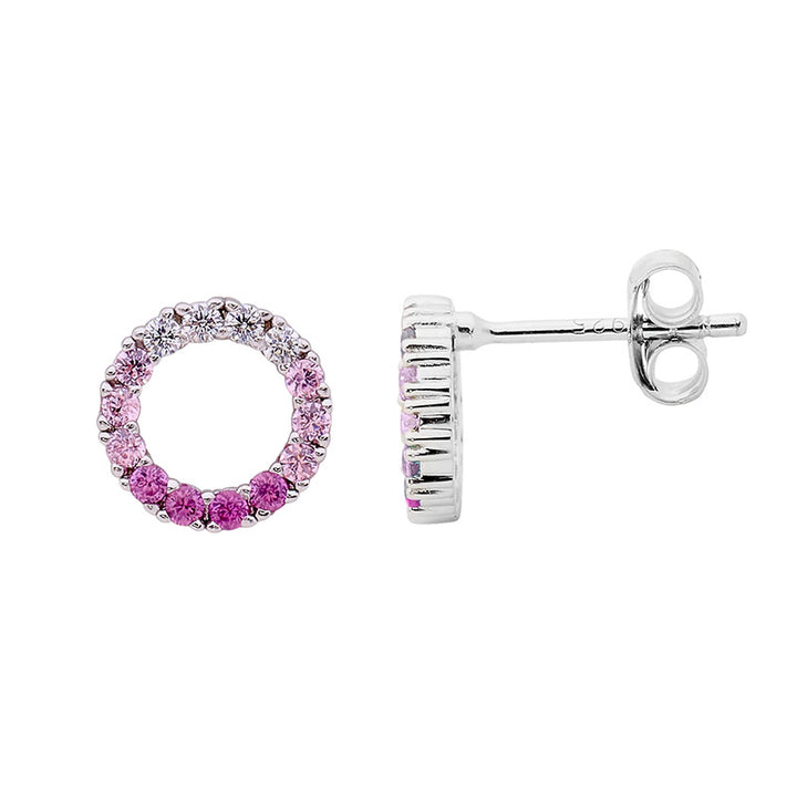 Ellani Silver Pink CZ Studs