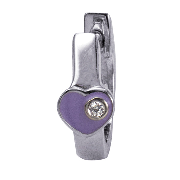 Silver Purple Heart CZ Huggies