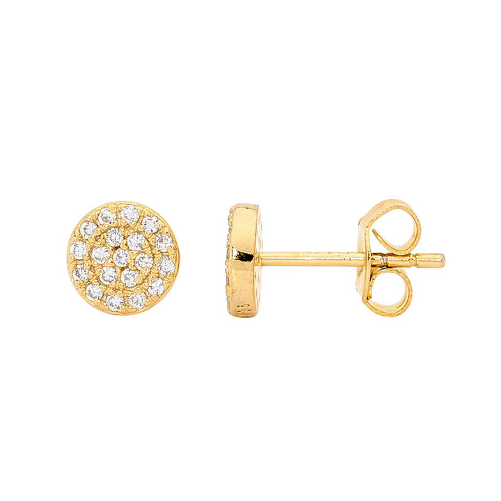 Ellani Yellow Gold Plated Round CZ Studs