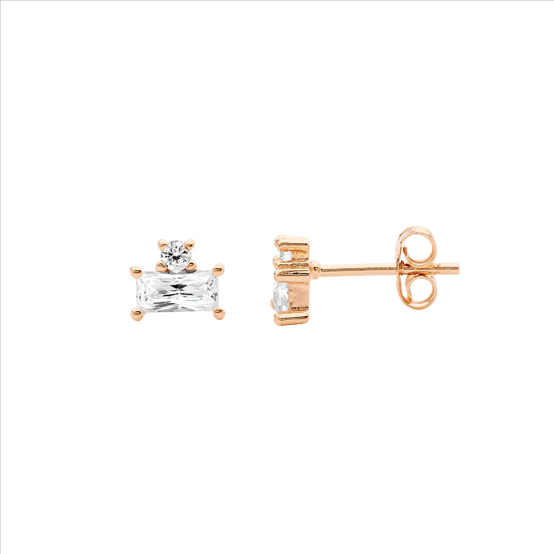 Ellani Rose Gold Plated CZ Studs