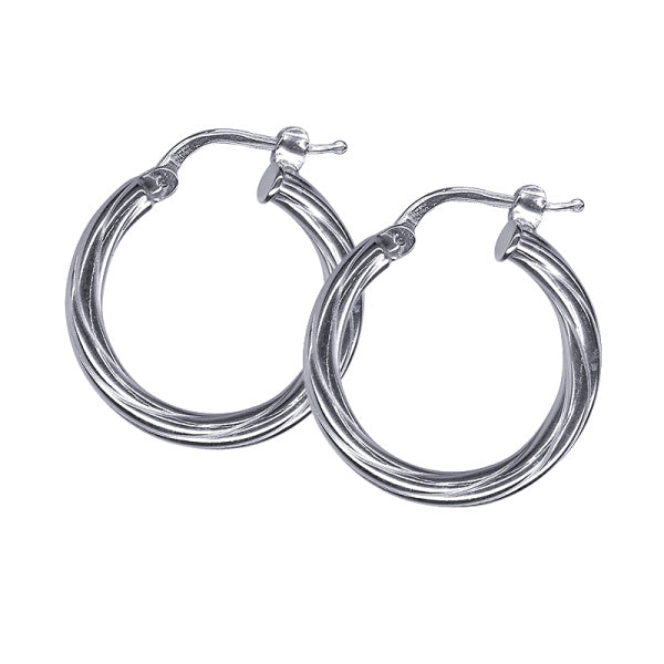 Silver 15MM Twist Hoops