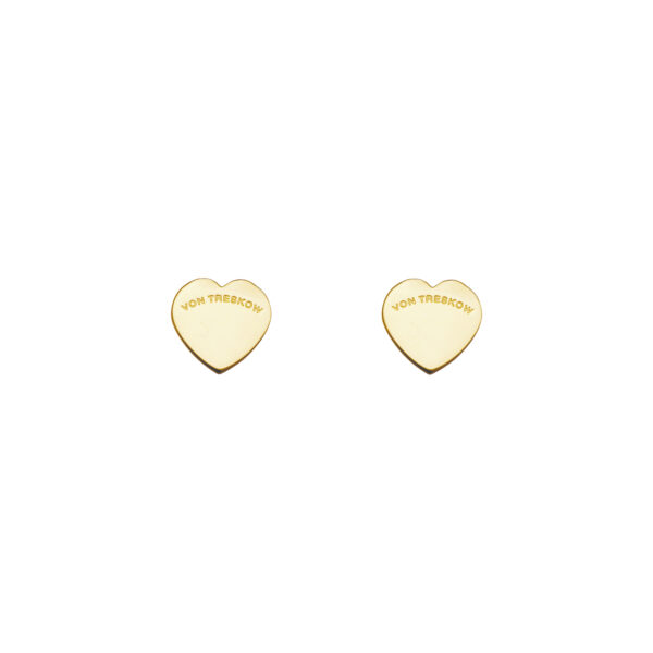 Von Treskow Yellow Gold Plate Flat Heart Studs