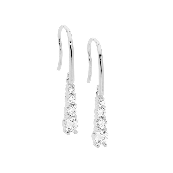 Ellani Silver CZ Shephook Earrings