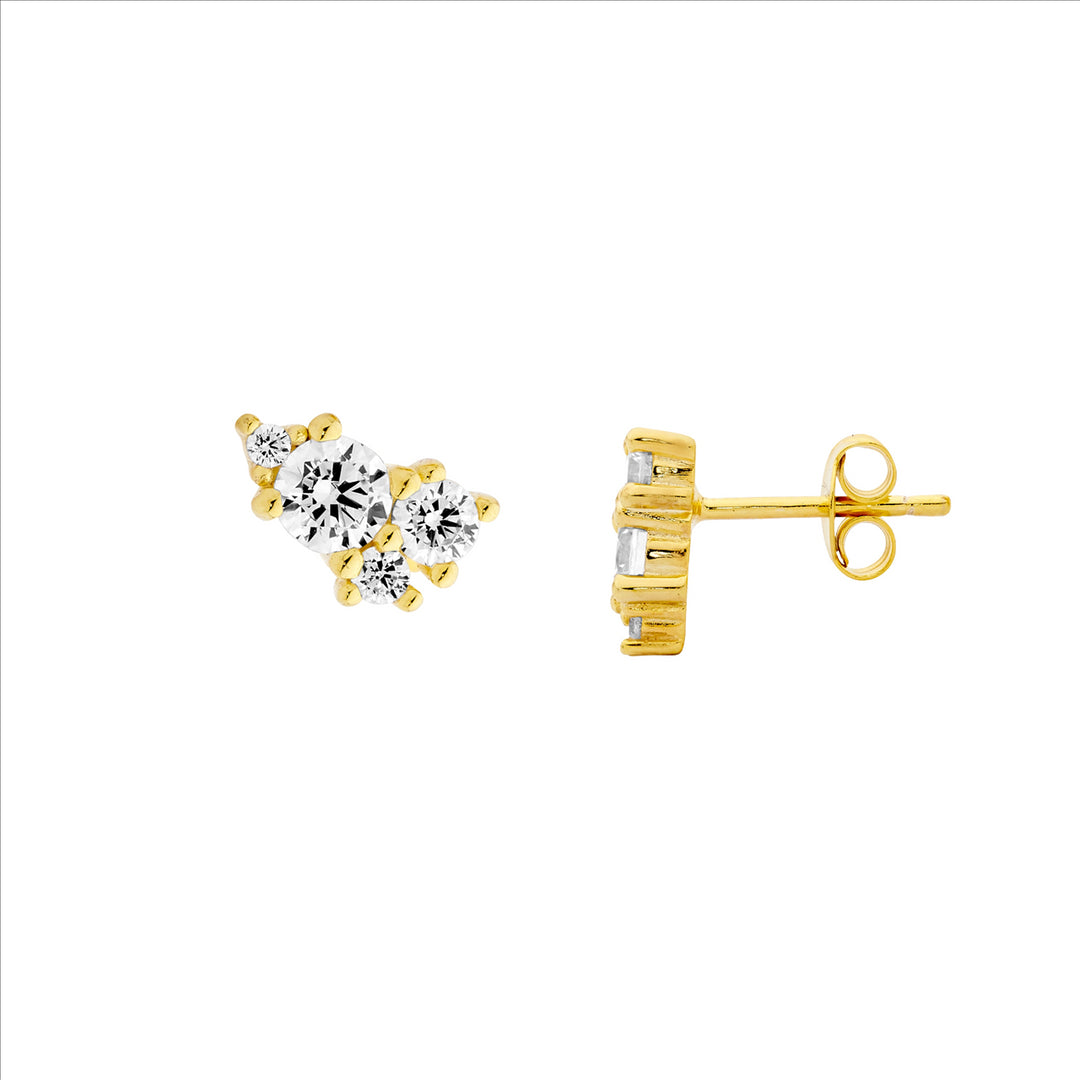 Ellani Yellow Gold Plated CZ Studs