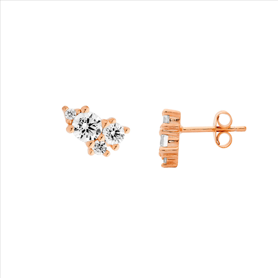 Ellani Rose Gold Plated CZ Studs