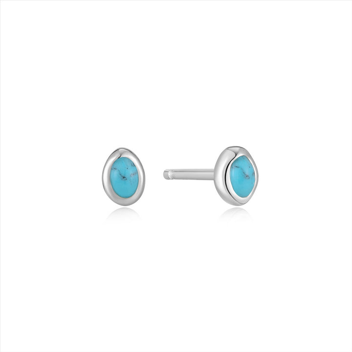 Ania Haie Silver Turquoise Wave Stud Earrings