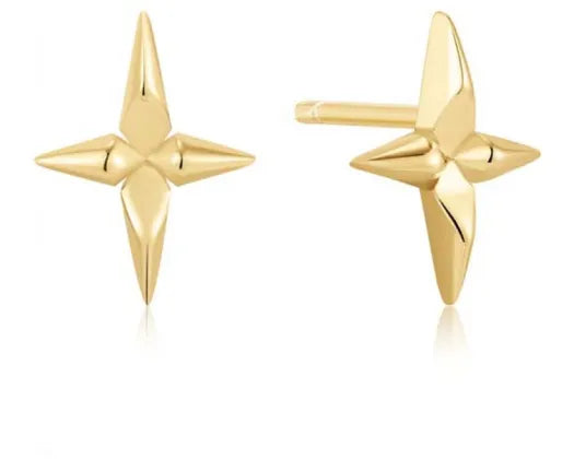 Ania Haie S/Slv Yellow Gold Plated Punk Gld Cross Studs