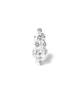 Single Stud Sterling Silver Flat Back Double Cz Earring