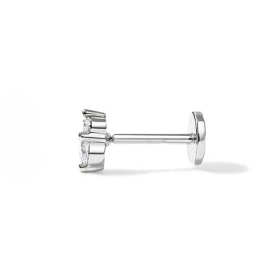 Single Stud Sterling Silver Flat Back Double Cz Earring