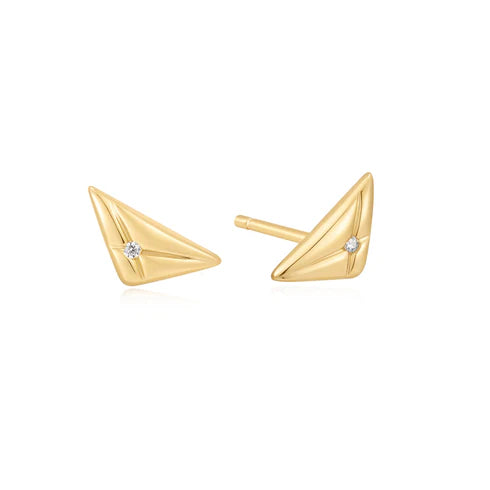 Ania Haie YG Plated Triangle CZ Studs