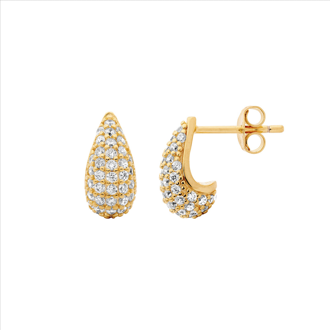 Ellani YG Plated CZ Teardrop Studs