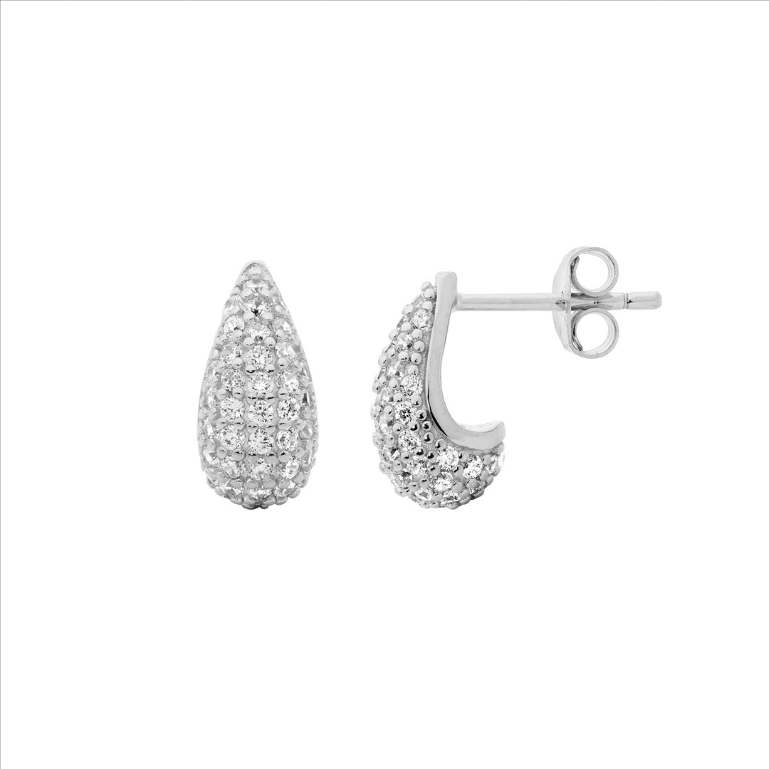 Ellani Silver CZ Teardrop Studs