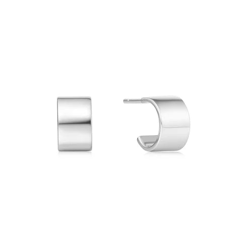 Ania Haie Vogue Sterling Silver Flat Hoop Studs