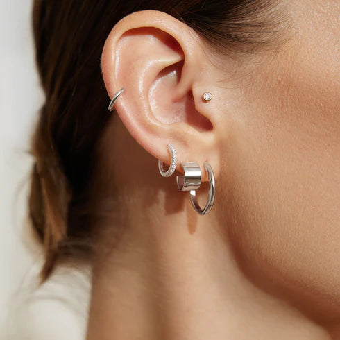 Ania Haie Vogue Sterling Silver Flat Hoop Studs