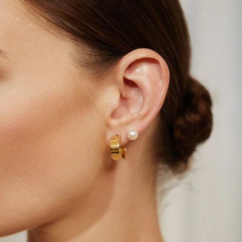 Ania Haie Vogue Gold Flat Medium Hoop Earrings