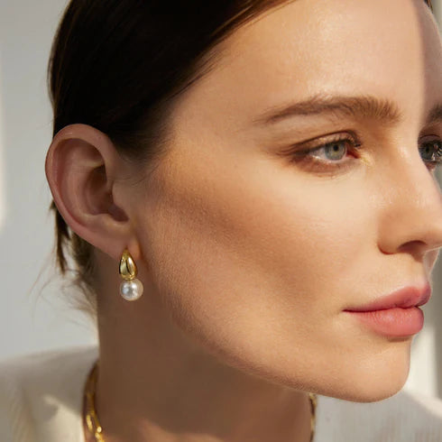 Ania Haie Gold Pearl Dome Hoop Earrings