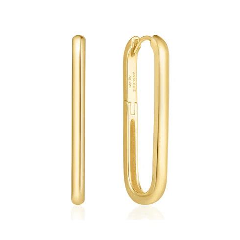 Ania Haie Sterling Silver Gold Plated Gold Tube Oversized U Hoop Earrings