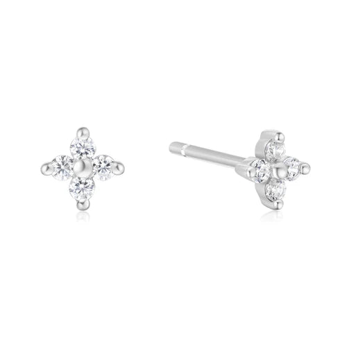 Ania Haie Silver Four-Petal Stud Earrings
