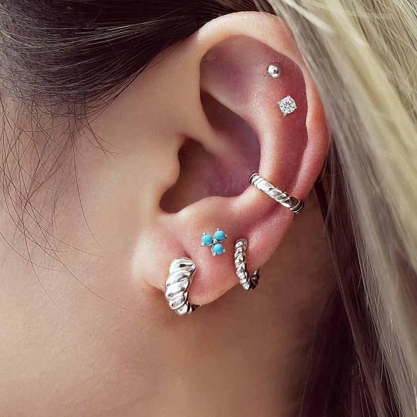 Ania Haie Silver Thick Rope Twist Small Huggies