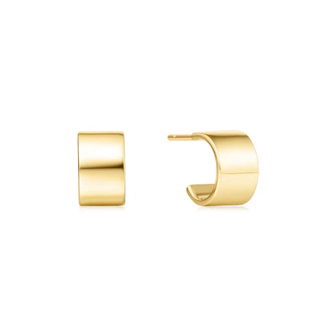 Ania Haie YG Plated Flat Hoop Studs