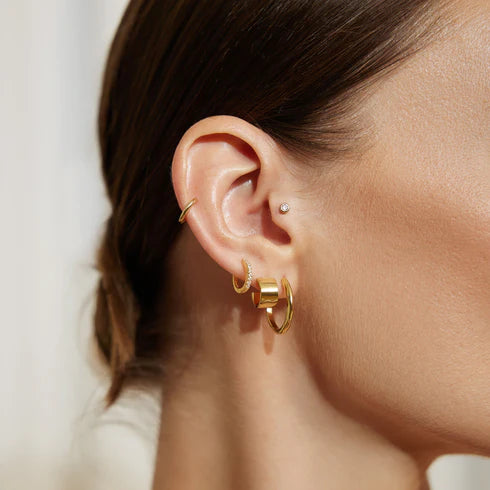 Ania Haie YG Plated Flat Hoop Studs