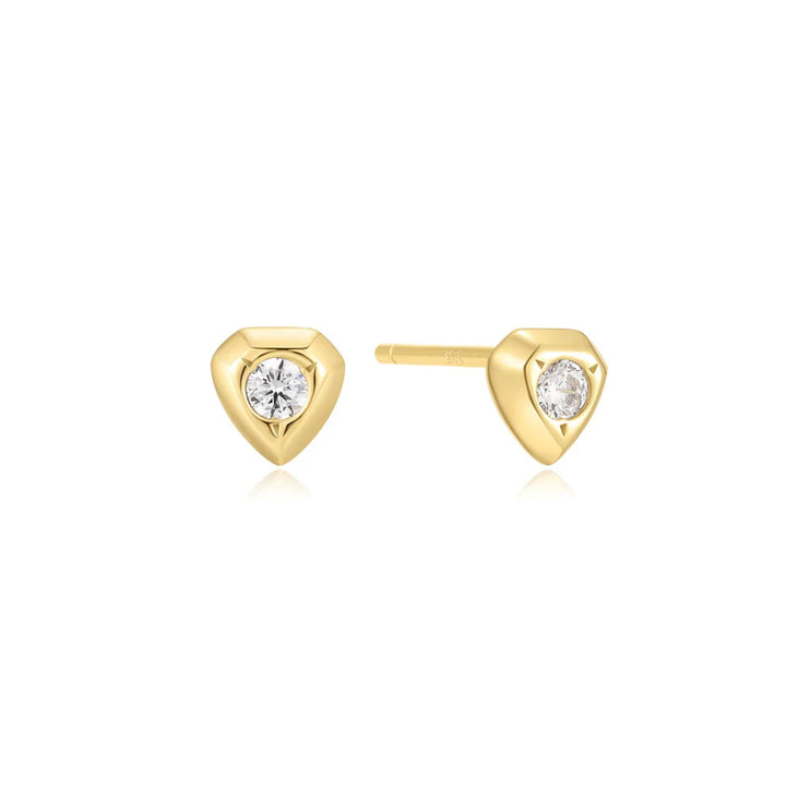 Ania Haie YG Plated CZ Shield Studs