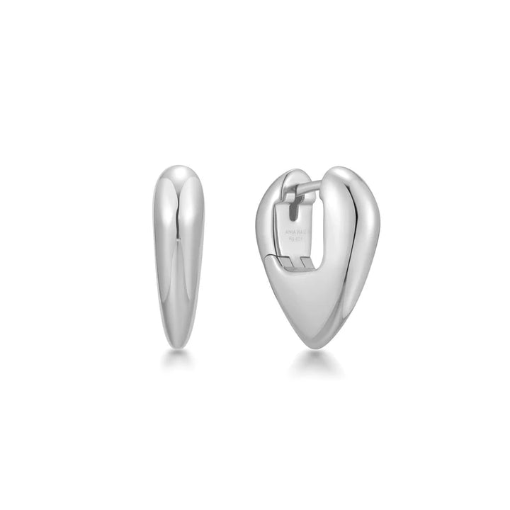 Ania Haie Silver Medium Shield Huggies