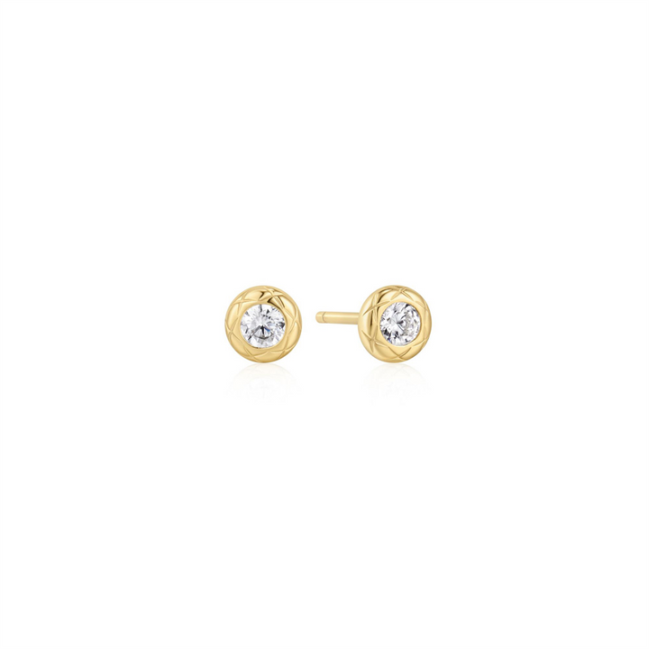 Ania Haie YG Plated Bezel CZ Studs