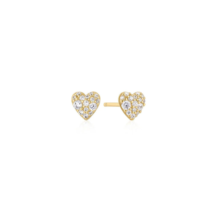 Ania Haie Gold Pave Heart Stud Earrings