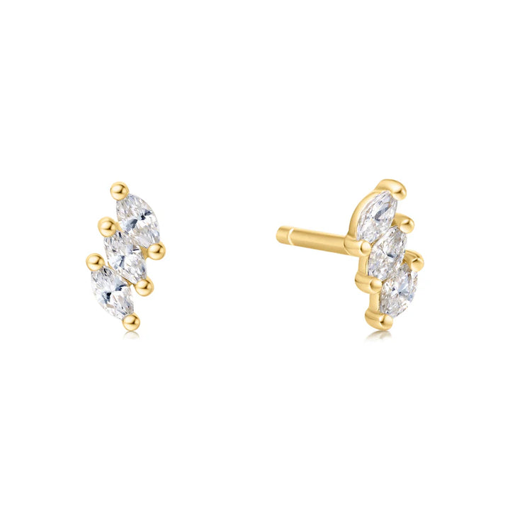 Ania Haie YG Plated Triple Marquise CZ Stud
