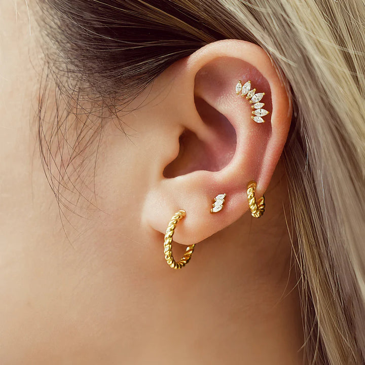 Ania Haie YG Plated Triple Marquise CZ Stud