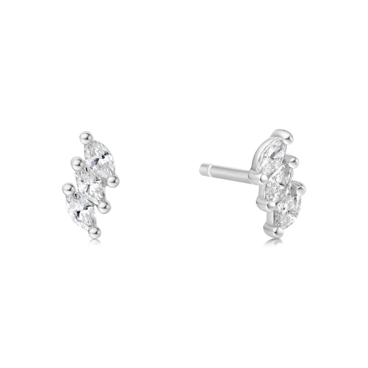 Ania Haie Silver Plated Triple Marquise CZ Stud