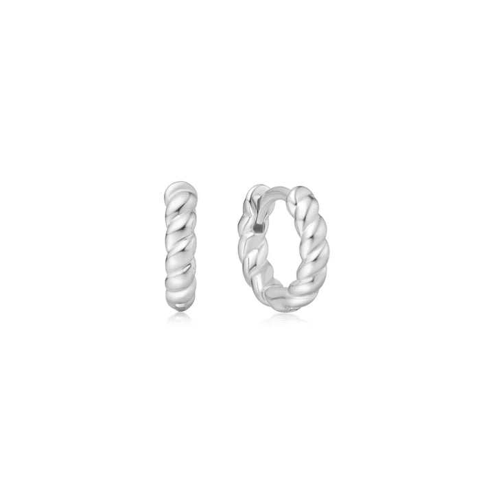 Ania Haie Silver Twist Mini Huggies